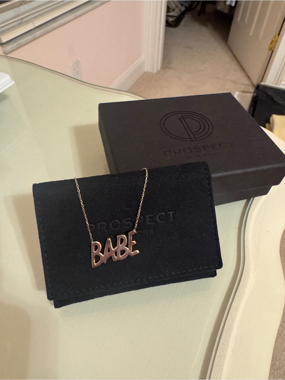 Baron Von Fancy 'BABE' Pendant Necklace in Rose Gold